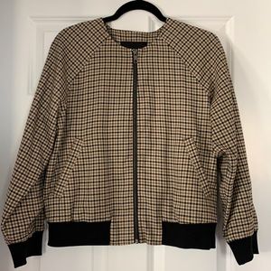 Who What Wear brown checked bomber jacket
